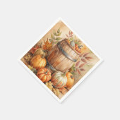 Barrel with Pumpkins Fall スタンダードカクテルナプキン (角)