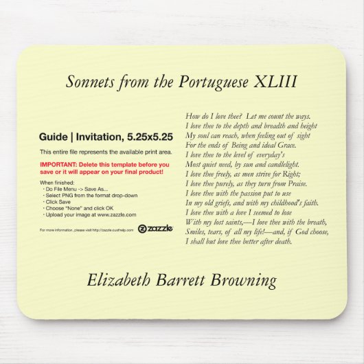 Barrett Browning – ポルトガル語のSonnets #43 マウスパッド (正面)