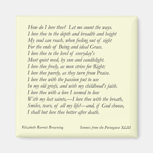 Barrett Browning – ポルトガル語のSonnets #43 マグネット (正面)