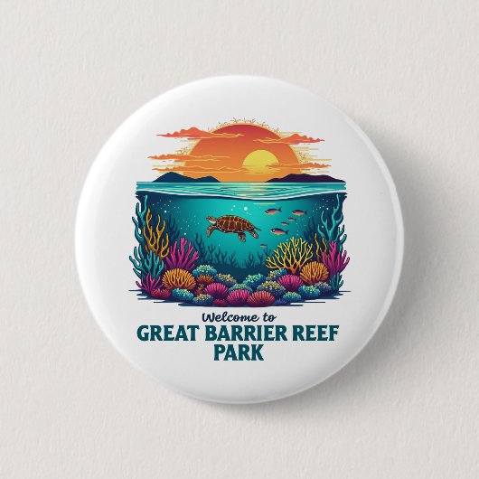 Barrier Reef National Australian素晴らしへようこそ 缶バッジ (正面)