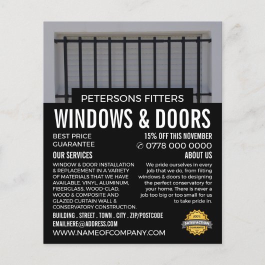 Bars & Shutters, Window & Door Fitter Company チラシ (正面)
