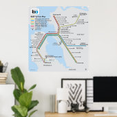 BARTの路線図 ポスター (ホームオフィス)