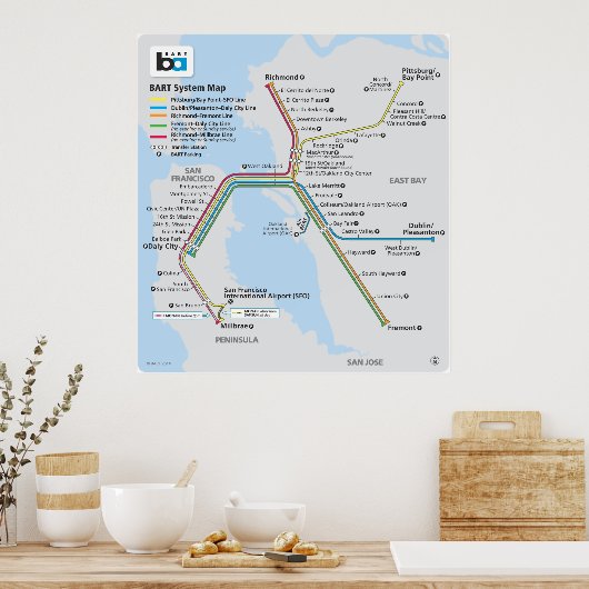 Bart Train Map ポスター (キッチン)