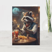 Bartender birthday funny whimsical raccoon カード (正面)
