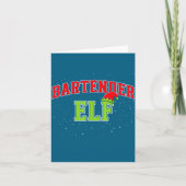 Bartender Elf Christmas Family Matching Group Xmas カード (正面)