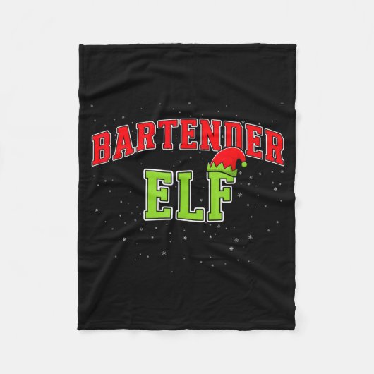 Bartender Elf Christmas Family Matching Group Xmas フリースブランケット (正面)