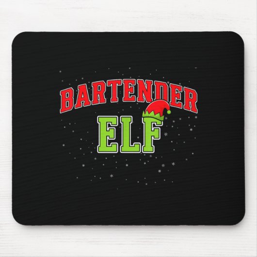 Bartender Elf Christmas Family Matching Group Xmas マウスパッド (正面)