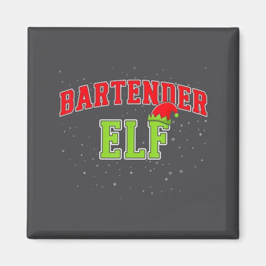 Bartender Elf Christmas Family Matching Group Xmas マグネット (正面)