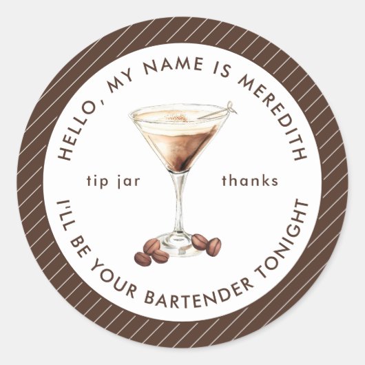 Bartender Espresso Martini Tip Jar ラウンドシール (正面)