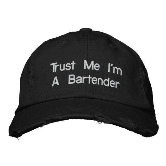 Bartender Hats – 信頼する私はBartender 刺繍入りキャップ (正面)
