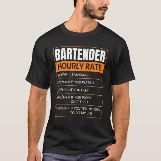 Bartender Hourly rate Funny Job Title Profession W Tシャツ (正面)