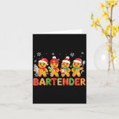Bartender Job Group Santa Gingerbreads Xmas Cookie カード (黄色い花)