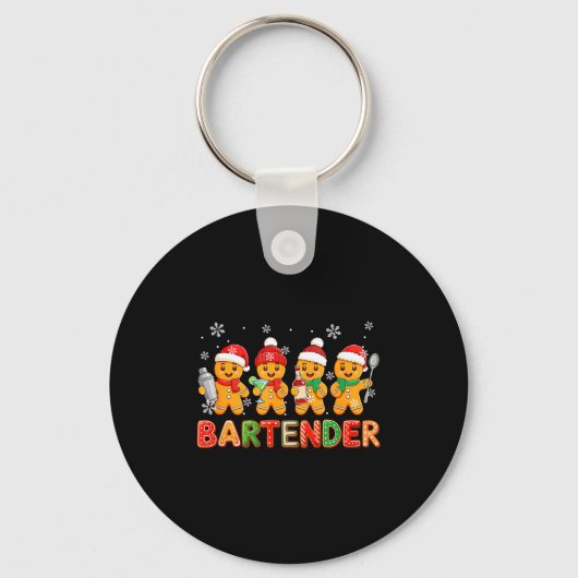 Bartender Job Group Santa Gingerbreads Xmas Cookie キーホルダー (正面)