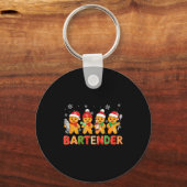 Bartender Job Group Santa Gingerbreads Xmas Cookie キーホルダー (正面)