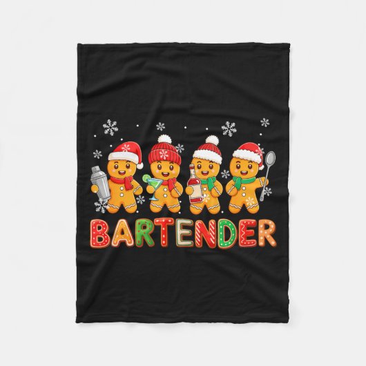 Bartender Job Group Santa Gingerbreads Xmas Cookie フリースブランケット (正面)
