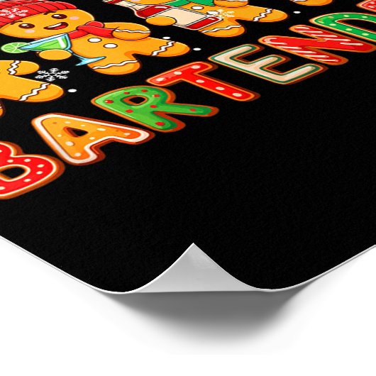 Bartender Job Group Santa Gingerbreads Xmas Cookie ポスター (角)