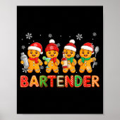 Bartender Job Group Santa Gingerbreads Xmas Cookie ポスター (正面)