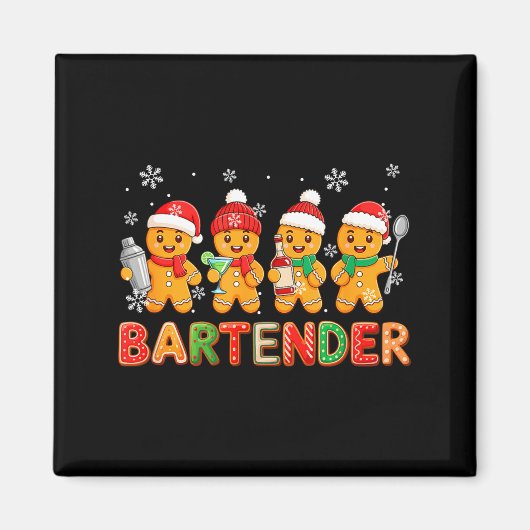 Bartender Job Group Santa Gingerbreads Xmas Cookie マグネット (正面)
