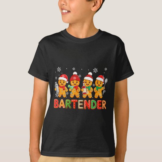 Bartender Job Group Santa Gingerbreads Xmas Cookie Tシャツ (正面)