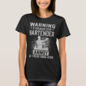 Bartender Mixologist Warning Exhausted Bartender A Tシャツ (正面)