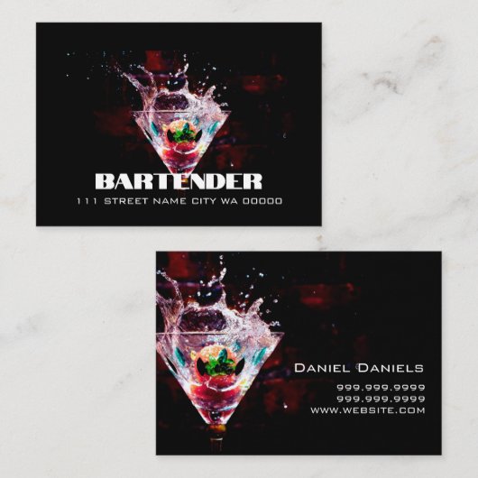 Bartender Nightlife Business Card 名刺 (正面/裏面)