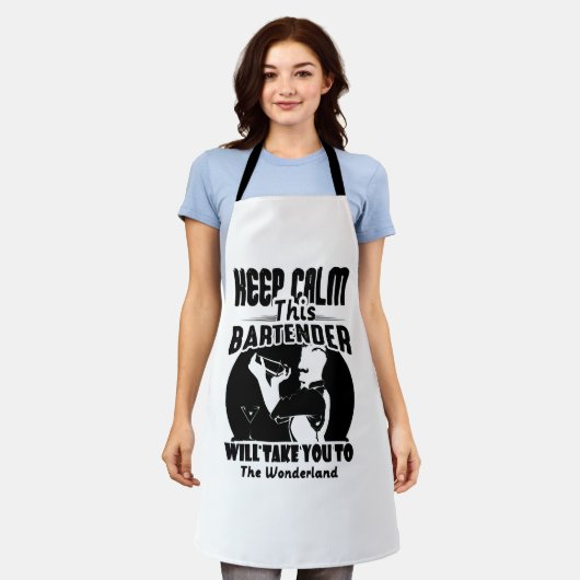 Bartender Shirt - Calm 保 This Bartender T shirt エプロン (着用した状態)