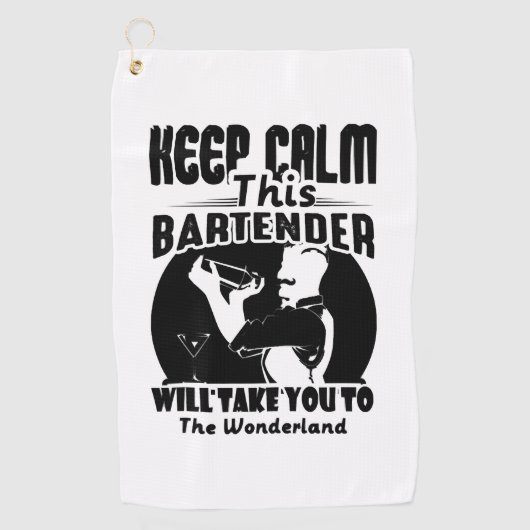 Bartender Shirt - Calm 保 This Bartender T shirt ゴルフタオル (正面)