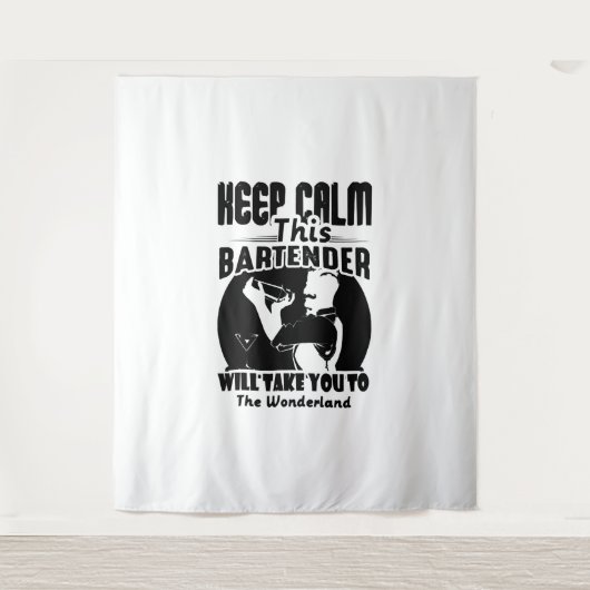 Bartender Shirt - Calm 保 This Bartender T shirt タペストリー (正面)
