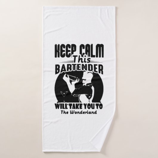 Bartender Shirt - Calm 保 This Bartender T shirt バスタオル (バスタオル)
