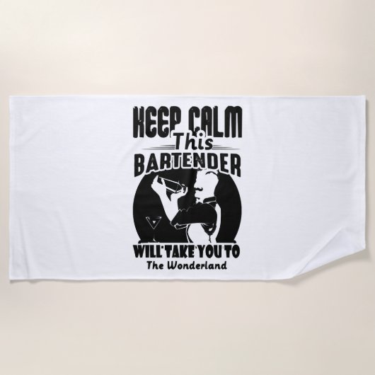 Bartender Shirt - Calm 保 This Bartender T shirt ビーチタオル (正面)