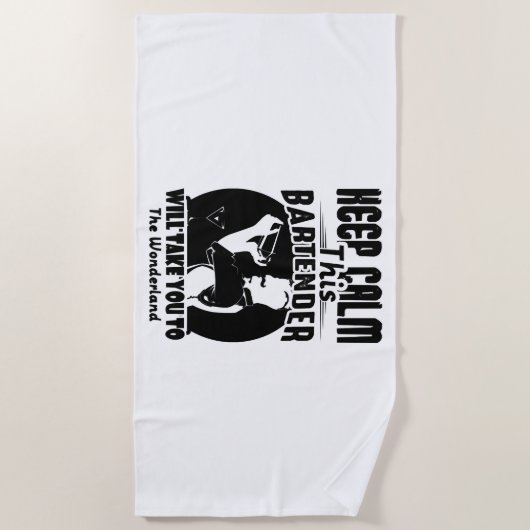 Bartender Shirt - Calm 保 This Bartender T shirt ビーチタオル (正面)