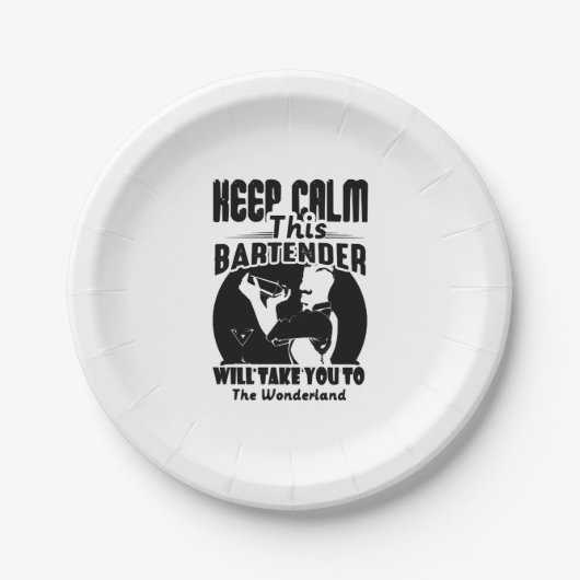Bartender Shirt - Calm 保 This Bartender T shirt ペーパープレート (正面)