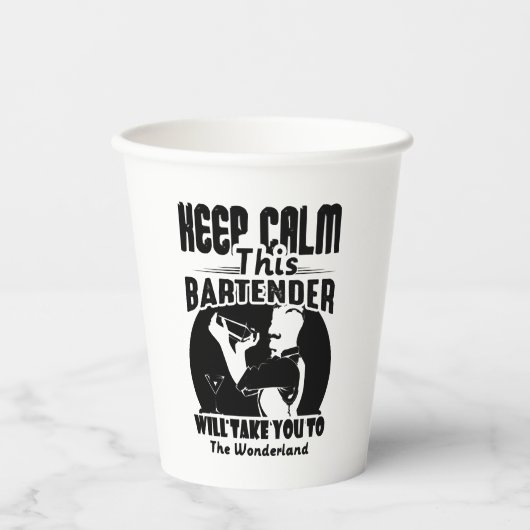 Bartender Shirt - Calm 保 This Bartender T shirt 紙コップ (正面)