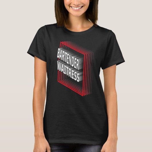 Bartender Waitressの役職の評価レトロ Tシャツ (正面)