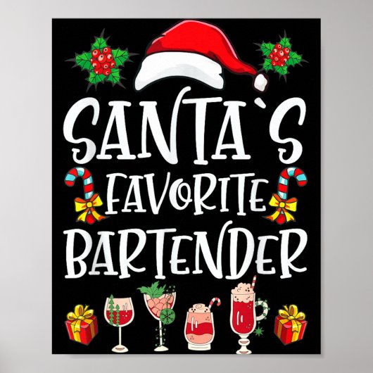 Bartender Xmas Gift Santa's Favorite Bartender Chr ポスター (正面)