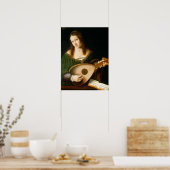 Bartolomeo Veneto and Workshop Lady Playing a Lute ポスター (キッチン)