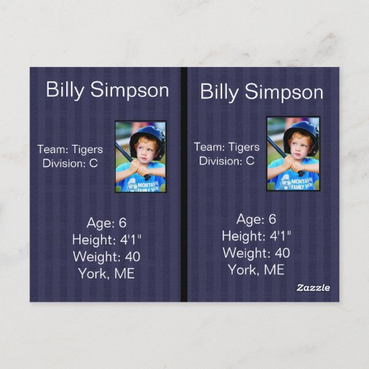 Basballカードのパーソナライズ ポストカード (裏面)