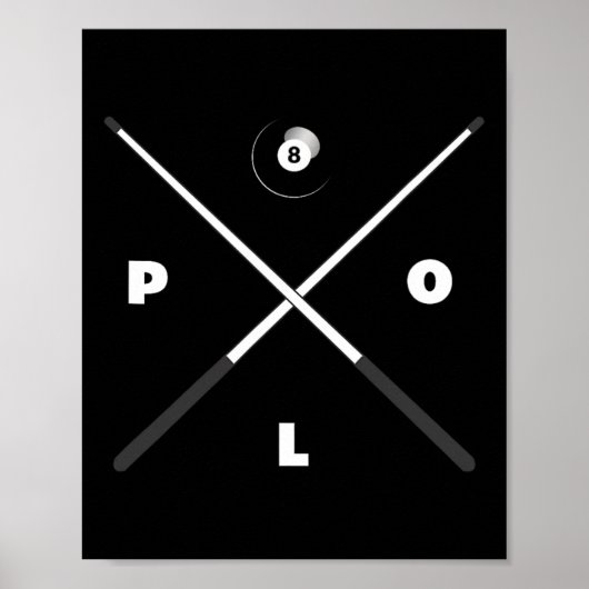 Basbo Mens Uni-kids Clic Fit Black Billiards Pool ポスター (正面)