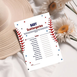 Basebal sport baby scattergories baby shower game 