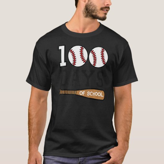 Baseball 100 Days of School Happy 100th Day Teache Tシャツ (正面)
