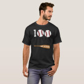 Baseball 100 Days of School Happy 100th Day Teache Tシャツ (正面フル)