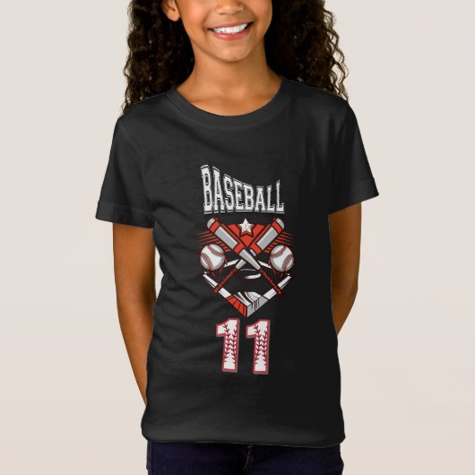 Baseball 11 Logo – Crossed Bats and Baseball  Tシャツ (正面)