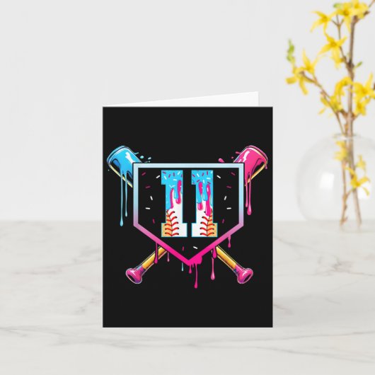 Baseball 11 Year Old Ice Cream Drip 11th Birthday  カード (黄色い花)