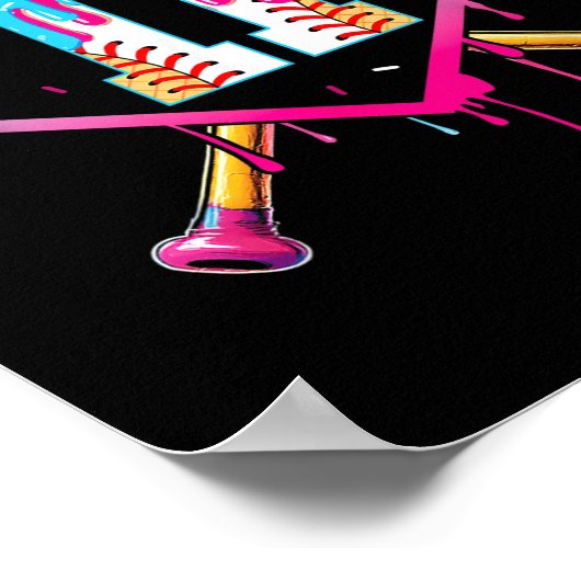 Baseball 11 Year Old Ice Cream Drip 11th Birthday  ポスター (角)