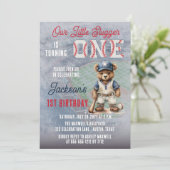 Baseball 1st Birthday Teddy Bear Little Slugger 招待状 (スタンド正面)