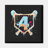 Baseball 4 Year Old Ice Cream Drip 4th Birthday Bo マグネット (正面)