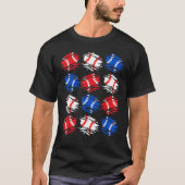 Baseball 4th July USA Flag Retro Baseball Ball Gra Tシャツ (正面)