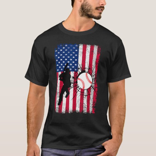 Baseball 4th Of July American Flag Patriotic Baseb Tシャツ (正面)