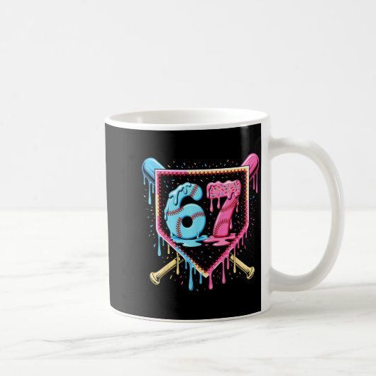 Baseball 67 Ice Cream Drip Funny Six Seven Meme Bo コーヒーマグカップ (右)