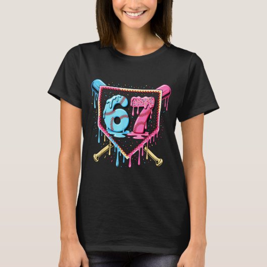 Baseball 67 Ice Cream Drip Funny Six Seven Meme Bo Tシャツ (正面)